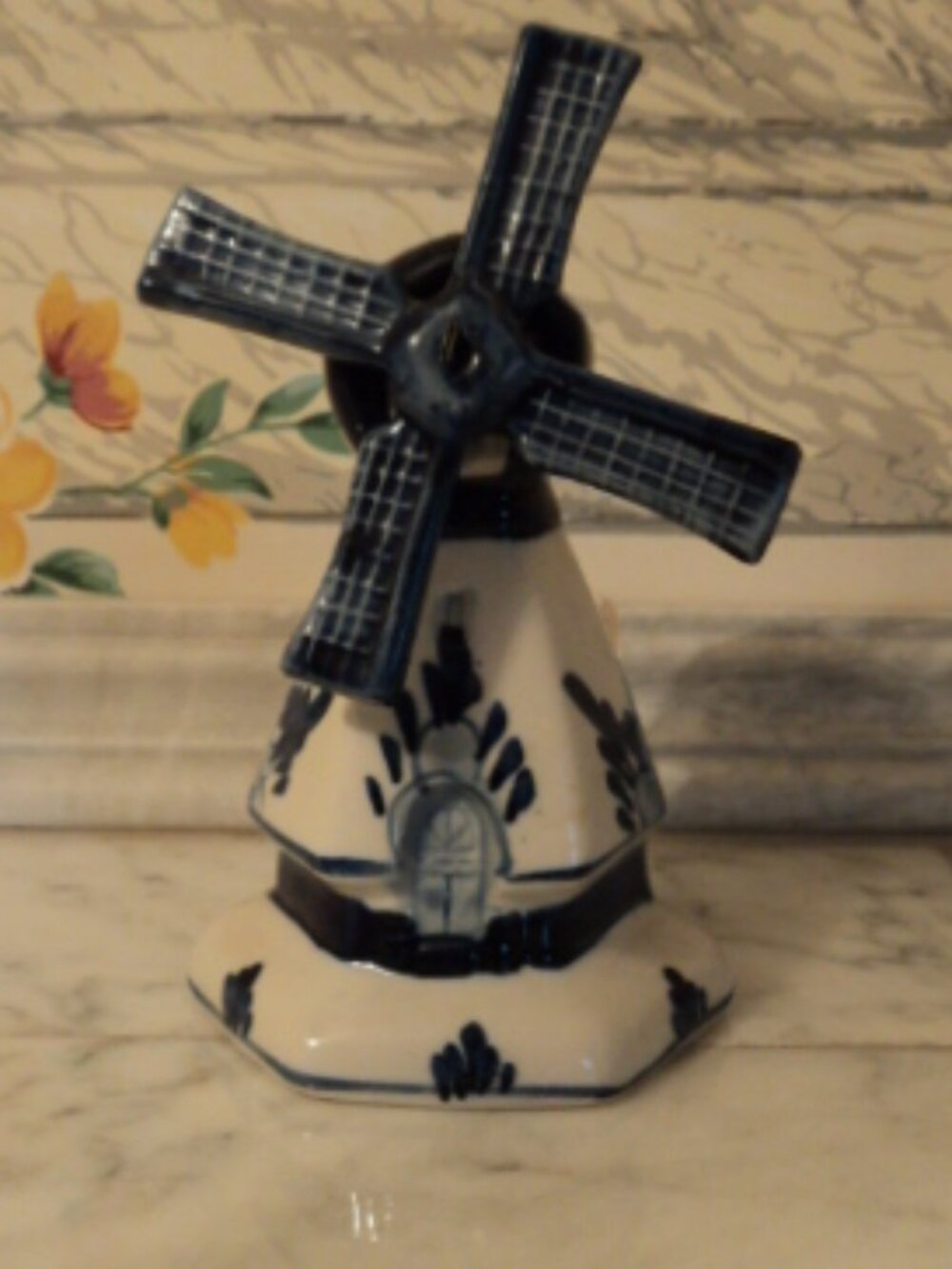 vintage Delft blue windmill statue